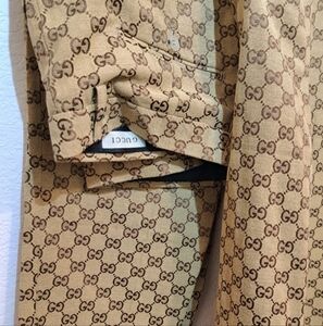 Vintage European Gucci GG Pattern 100% Cotton Pants Slim Fit 36×30